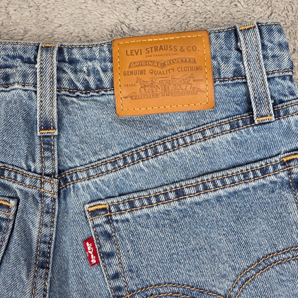 Levis Premium Baggy Dad Barrel Jeans Womens 24 Blue High Rise Relaxed Tapered - Picture 5 of 13